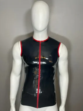 Sleeveless Latex Top with Red Trim