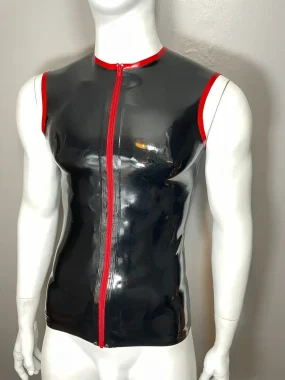 Sleeveless Latex Top with Red Trim