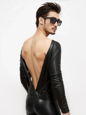 Black Latex Long Sleeve High Neck Shirt