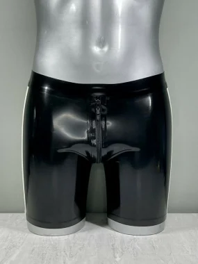 Black Latex Shorts with White Stripes