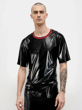 Latex Black Short Sleeve Pyjamas For Men