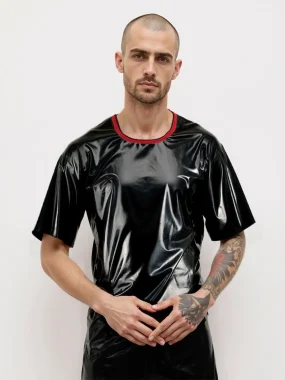 Latex Black Short Sleeve Pyjamas For Men