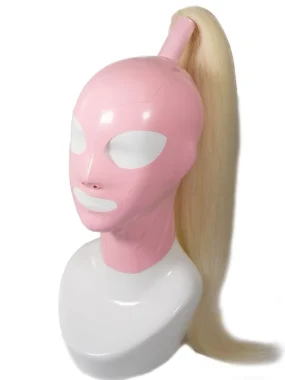 Pink Latex Mask with Blonde Hairpiece
