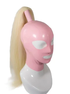 Pink Latex Mask with Blonde Hairpiece