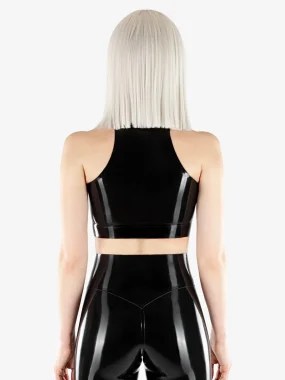 High Neck Tight Latex Vest with Concealed Front Zipper