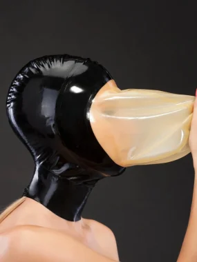 Black Latex Two-Tone Hood with Stretch Panel