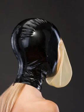 Black Latex Two-Tone Hood with Stretch Panel