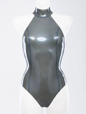 Latex High Neck Sleeveless Cut Swimsuit