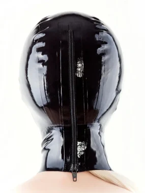 Black Latex Full Hood with Mouth Opening