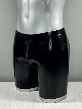 Men’s Latex Black Zipper Shorts