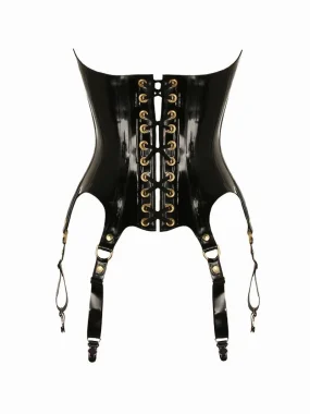 Glossy Latex Corset with Garter Strap Details