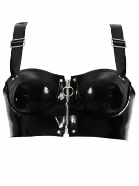 Shiny Latex Crop Bra with Bustier Style