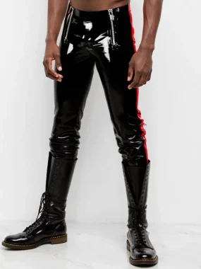 Latex Sailor Pants with Red Side Decor