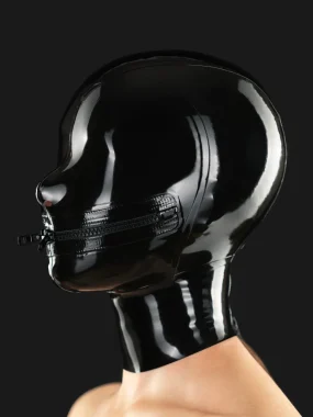Latex mask with mouth zipper