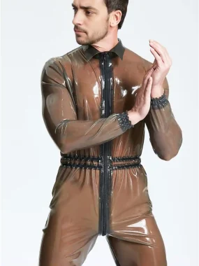 Transpanret Male Front Zipper Latex Catsuit