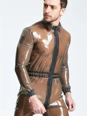 Transpanret Male Front Zipper Latex Catsuit