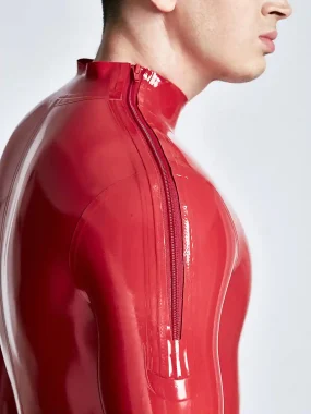 Latex Shoulder Zipper Long Sleeves Male Suit