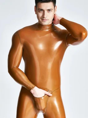 Latex Neck-entry Catsuit with Crotch Pocket