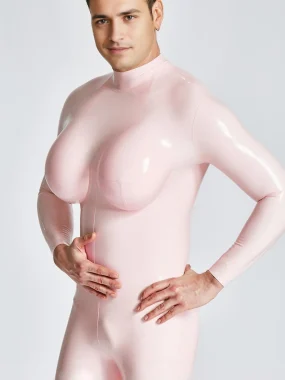 Latex Silicone Breast Cups Big-Boobs Catsuit