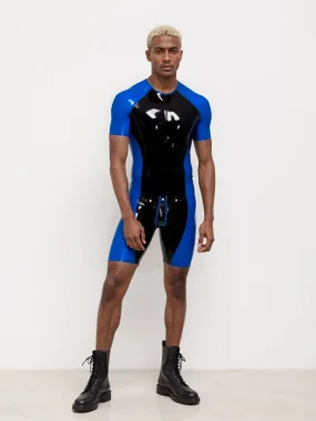 Two-Tone Latex Sports Bodysuit for Men