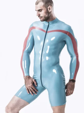 Latex Long Sleeved Bodysuit with Front Zip Sport Style