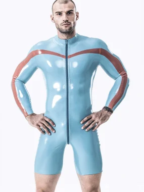 Latex Long Sleeved Bodysuit with Front Zip Sport Style