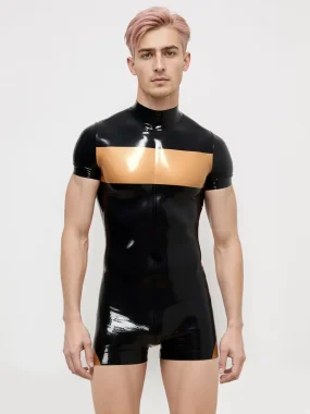 Men’s Two-Tone Latex Bodysuit with Slim Fit
