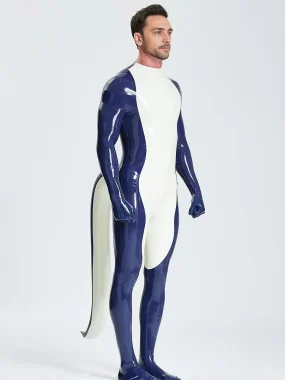 Latex Inflated Tail Catsuit Include Feet & Gloves For Men
