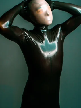 Face Entry Full Enclosure Latex Catsuit