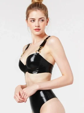 Latex Crop Top with Structured Bust Cups