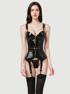 Black Latex  Basque & Belt