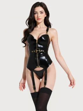 Black Latex  Basque & Belt