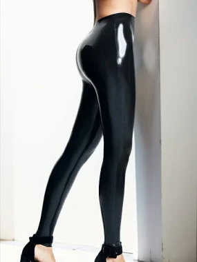 Classic Black Latex Leggings with Slim Fit