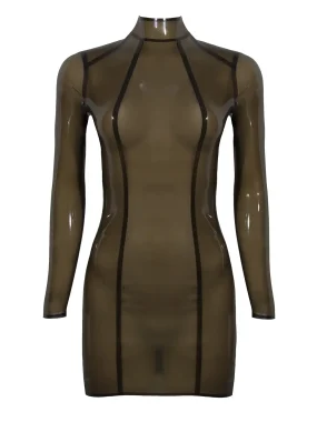 Long Sleeve Transparent Latex Mini Dress Chic