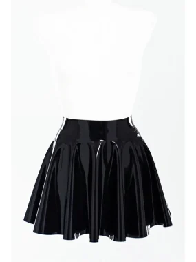 Latex Black Pleated Skirt