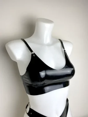 Latex Crop Top with Thin Straps