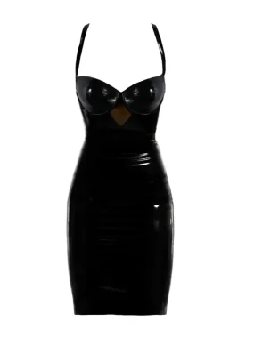 Latex Black Evening Pencil Dress