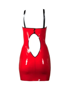 Red Bow Latex Mini Dress Cute Sexy