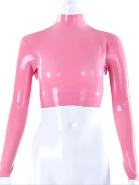 Latex Crop Top with Long Sleeves