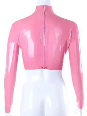 Latex Crop Top with Long Sleeves