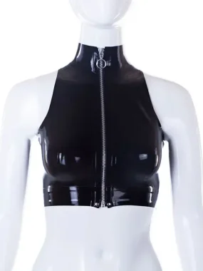 Front Zip Latex Crop Tank