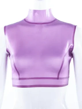 High Neck Latex Crop