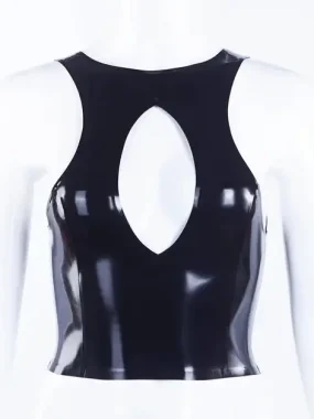 Cutout Back Sleeveless Latex Top