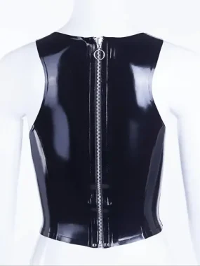 Cutout Back Sleeveless Latex Top