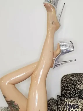 Shiny Latex Skin-Tone Stockings