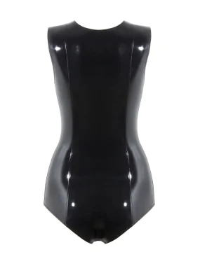V-neck Sleeveless Latex Bodysuit For Women