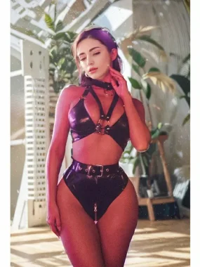 Sexy Latex Sundown Bra and Panty Set