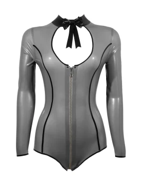 Latex Bodysuit with Bow Collar