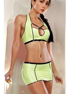 Latex Crop Top with Cutout Straps