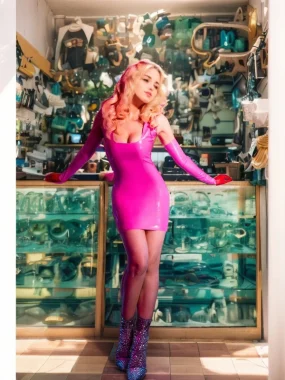 Pink Bodycon Latex Dress